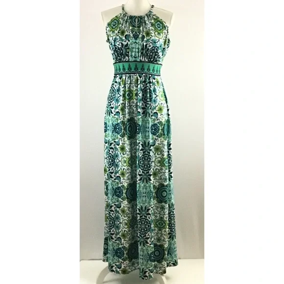 knee length dresses for ladies Consuela Floral Maxi Dress Fit and Flare Long Sleeve
